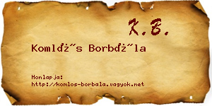 Komlós Borbála névjegykártya